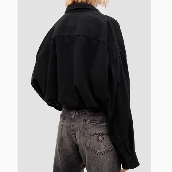 NWT R13 Gathered Hem Cotton Shirt - Black Causal - Picture 4 of 9